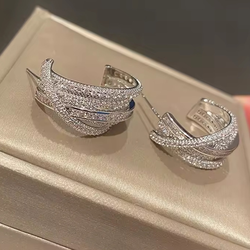 Silver Crystal Hoop Earrings - Picture 5 of 6